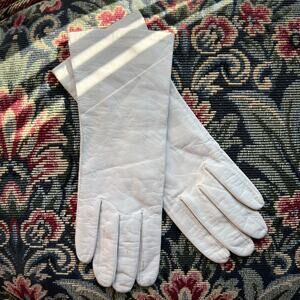 Vintage 80s Millay White Leather Gloves Silk Lined Made in Western Germany 7